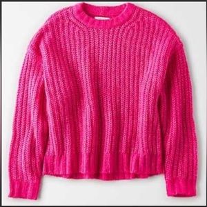 American Eagle Crop Sweater Neon Pink - Size L